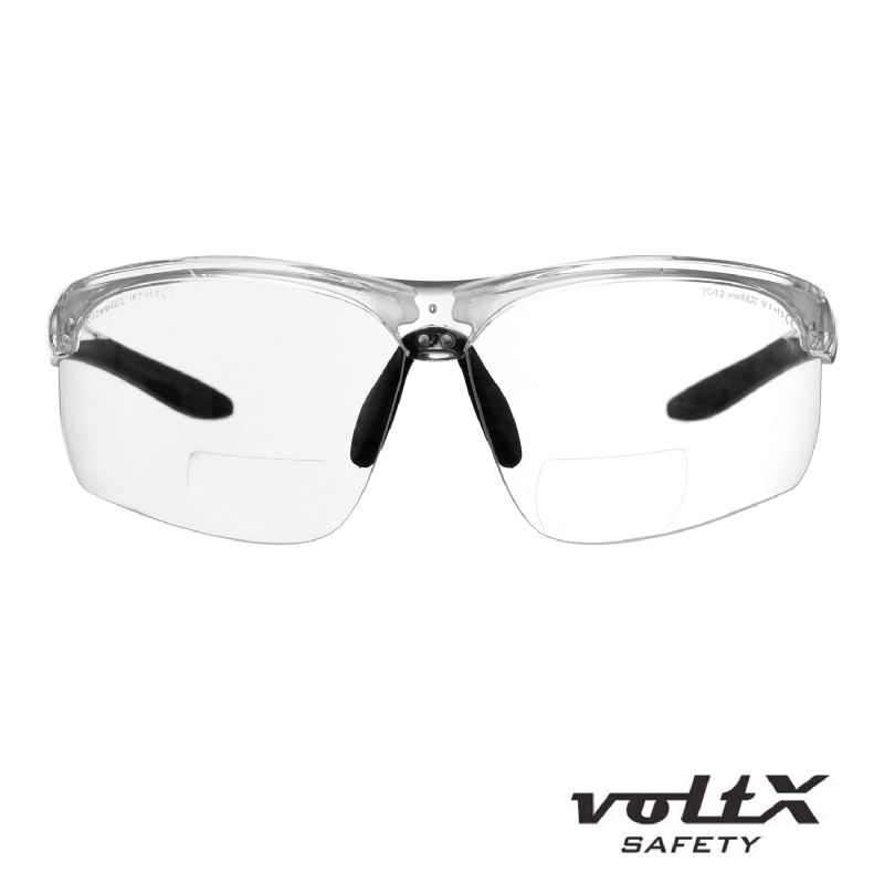 Reading Safety Glasses voltX 'Constructor' Lunettes de sécurité de Lecture BIFOCALES avec Cordon doté d'un arrêtoir/Lunettes de Cyclisme Certifiées CE EN166F Miroir dioptrie +2.0